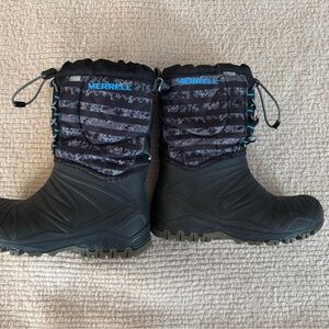 Size 2 Merrell Kids Black and Blue Winter Boots